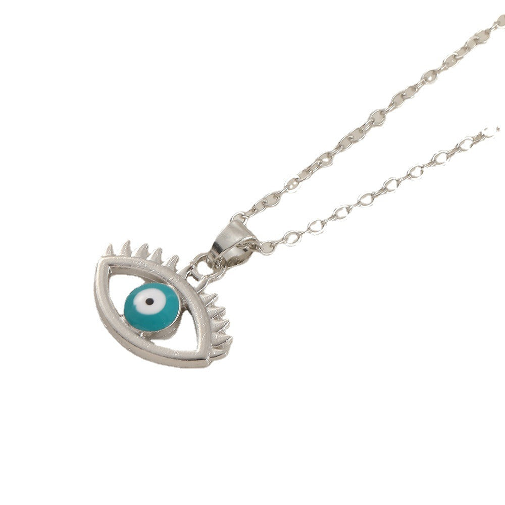 Wholesale Devil's Eye Heart Shaped Alloy Drop Oil Necklace